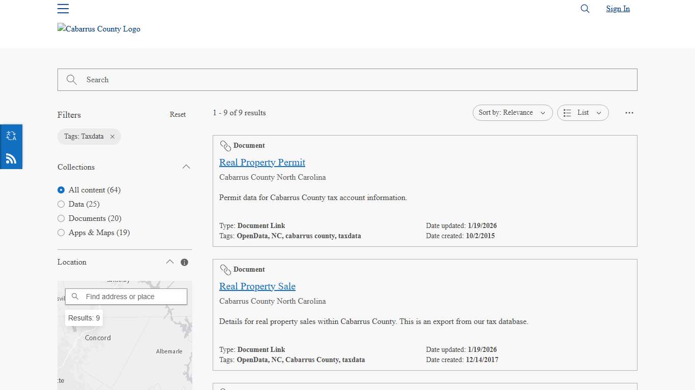 Cabarrus County North Carolina Open Data
