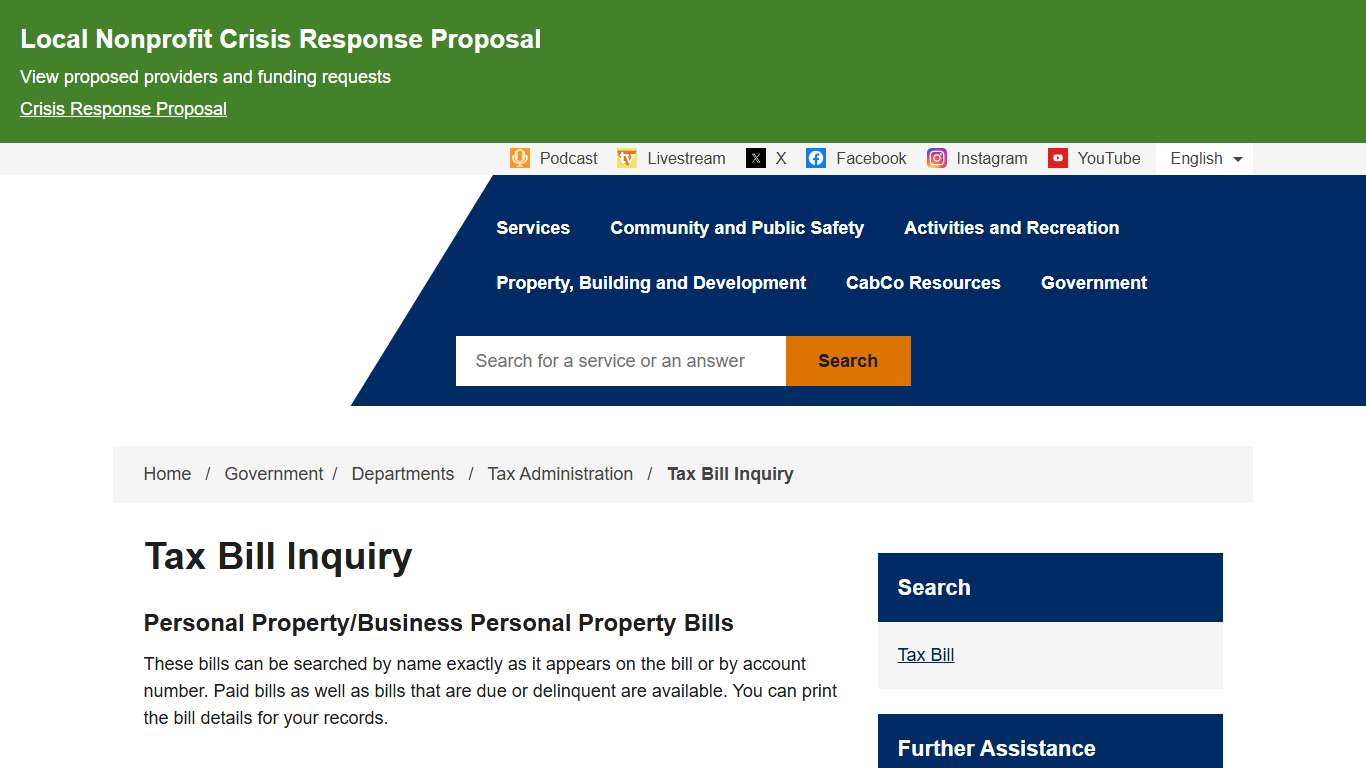 Tax Bill Inquiry Cabarrus County